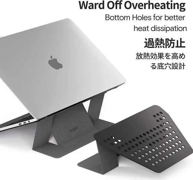 Alt view image 4 of 7 - MOFT Invisible Slim Laptop Stand, Adhesive and Reusable, Adjustable Perfect Viewing Angles, Compatible with Laptops Up to 15.6", Grey