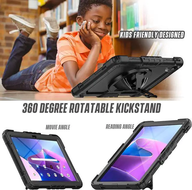 Alt view image 3 of 6 - Case for Lenovo Tab M10 Plus 3rd Gen 10.6 Inch 2022 | TB125FU/TB128FU/TB128XU Case with Screen Protector Pen Holder | 3 Layer Shockproof Rugged Durable Rubber Protective Case W/ Shoulder Strap