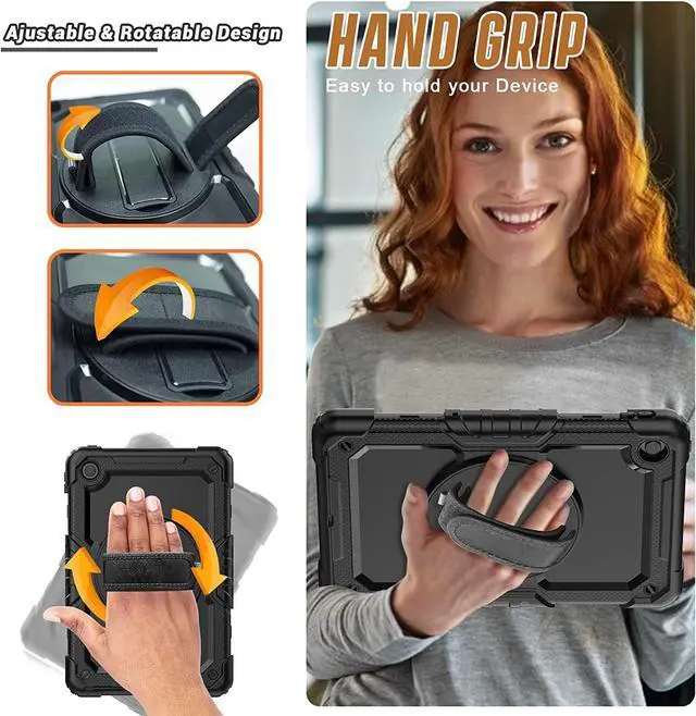 Alt view image 4 of 6 - Case for Lenovo Tab M10 Plus 3rd Gen 10.6 Inch 2022 | TB125FU/TB128FU/TB128XU Case with Screen Protector Pen Holder | 3 Layer Shockproof Rugged Durable Rubber Protective Case W/ Shoulder Strap