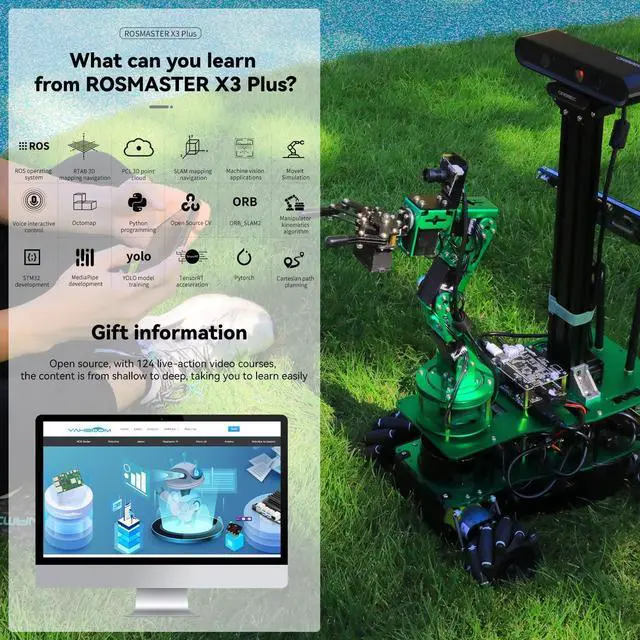 Alt view image 3 of 7 - Yahboom AI Robot Kit with Jteson Nano Tx2 Nx Development Board ROS Programming Unmanned Car Wheel Mecanum Rosmaster X3 Plus