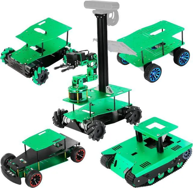 Alt view image 7 of 7 - Yahboom Robot Aluminum Alloy Car Chassis with 80mm Mecanum Wheel 6DOF Robotic Arm for Raspberry Pi Arduino DIY Kit Smart Robot Car (Suspension Chassis with Mecanum Wheel(L)+6DOF)
