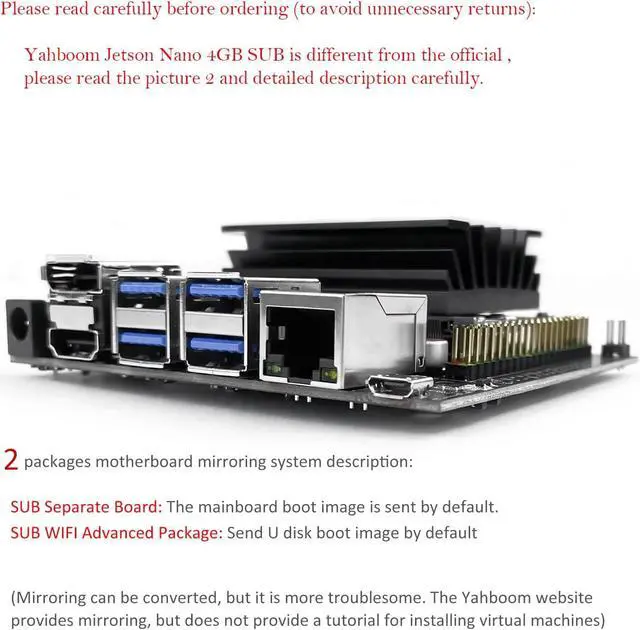 Alt view image 6 of 7 - Yahboom Jetson Nano 4GB SUB Developer Kit with Wireless-AC8265 Dual Mode AC8265 Wireless NIC Module Jetson Nano Acrylic Case Camera Power Adapter (SUB WiFi Advanced Package)