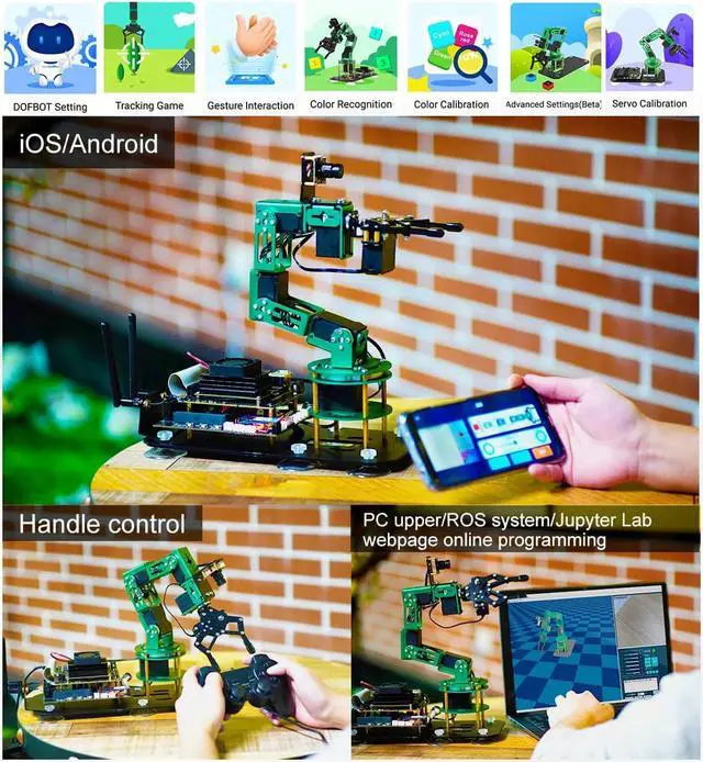 Alt view image 6 of 7 - Yahboom Robotic Arm Raspberry Pi Robot Kit AI Hand Building with Camera 6-DOF Programmable AI Electronic DIY Robot for Adults ROS Open Source (Dofbot with Pi4B(8G))