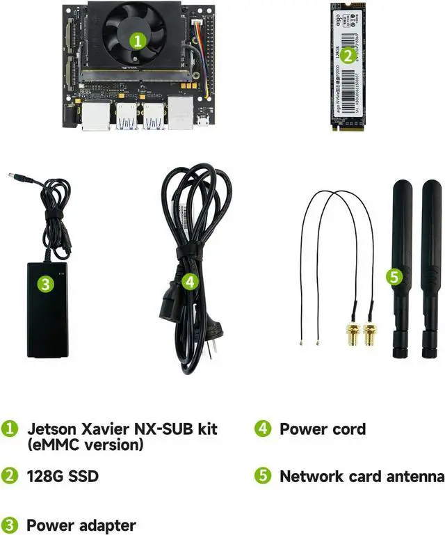 Alt view image 5 of 7 - Yahboom Jetson Xavier NX SUB Developer Kit with Network Card Antenna Power Adapter 128G SSD Jetson Xavier NX (eMMC Version) (8G)