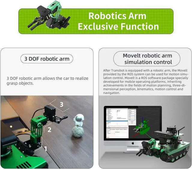 Alt view image 7 of 7 - Yahboom Jetson Nano Robotic for Adults Tracked Tank with Robotic Arm Programmable AI ROS