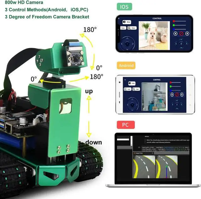 Alt view image 4 of 7 - Yahboom Jetson Nano Robotic Developer Kit AI Smart Robot for Adults Camera Programmable Electronics Project for 4GB Autopilot Object Tracking Face Color Recognition (with Jetson Nano 4GB SUB)