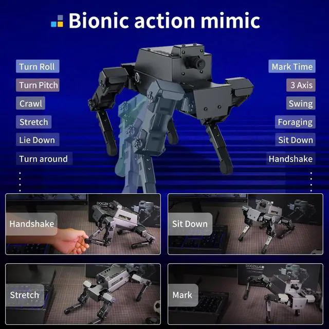 Alt view image 4 of 7 - Yahboom Raspberry Pi Robot Dog Quadruped 12-DOF AI Visual Recognition Interaction DOGZILLA S1 Electronic Building Kits for Teens Adults
