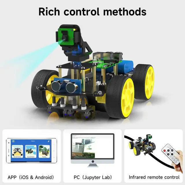 Alt view image 3 of 7 - Yahboom 4WD Robot for Raspberry Pi 4B 3B+, DIY Car Kit with CameraUltrasonic Sensor etc,Python Programming Electronic AI Robotic Kit for Teens and Adults(Raspbot with Raspberry Pi 4B(4G))