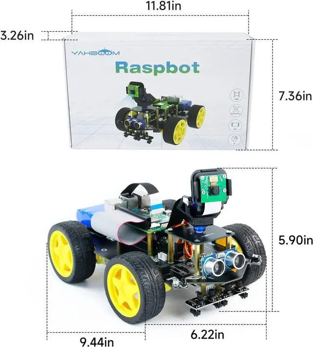 Alt view image 6 of 7 - Yahboom 4WD Robot for Raspberry Pi 4B 3B+, DIY Car Kit with CameraUltrasonic Sensor etc,Python Programming Electronic AI Robotic Kit for Teens and Adults(Raspbot with Raspberry Pi 4B(4G))