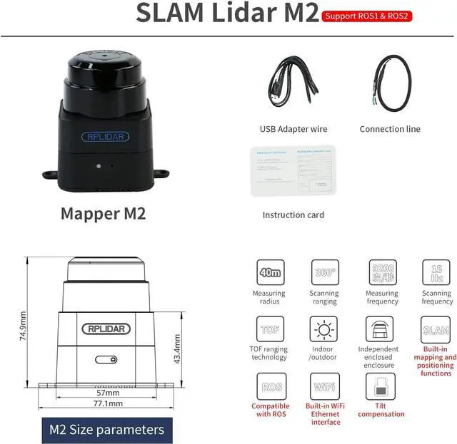 Alt view image 6 of 7 - Yahboom Silan Lidar Sensor ROS Robot TOF Range Navigation 3D Scanner Laser Measurement Tool RPLIDAR A1 A2 A3 S1 S2 M2 (Mapper M1)