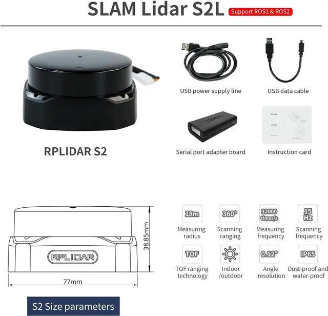 Alt view image 6 of 7 - Yahboom Silan Lidar Sensor ROS Robot TOF Range Navigation 3D Scanner Laser Measurement Tool RPLIDAR A1 A2 A3 S1 S2 M2 (S2L)