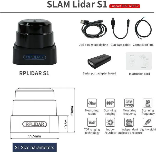 Alt view image 6 of 7 - Yahboom Silan Lidar Sensor ROS Robot TOF Range Navigation 3D Scanner Laser Measurement Tool RPLIDAR A1 A2 A3 S1 S2 M2 (S1)