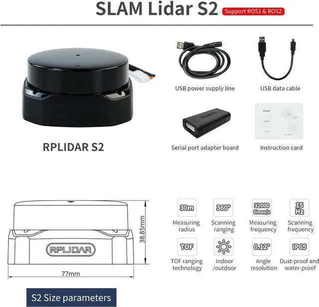 Alt view image 6 of 7 - Yahboom Silan Lidar Sensor ROS Robot TOF Range Navigation 3D Scanner Laser Measurement Tool RPLIDAR A1 A2 A3 S1 S2 M2 (S2)