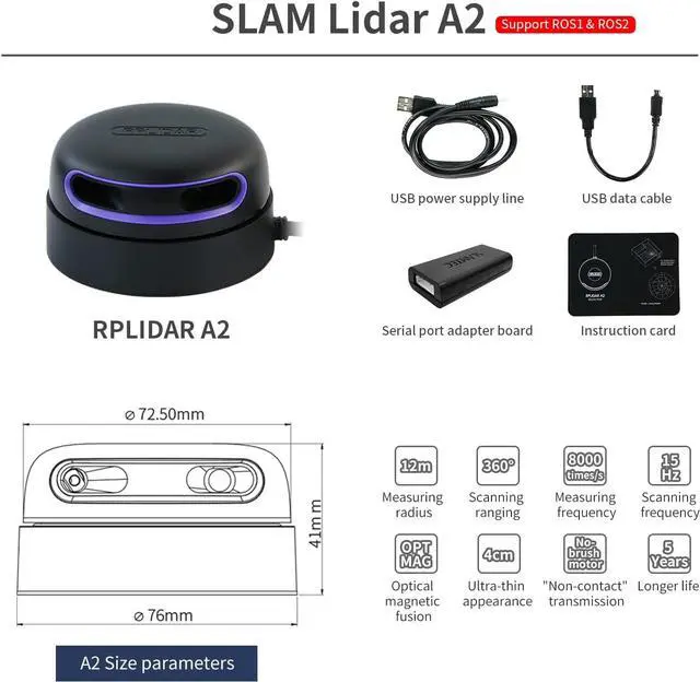 Alt view image 6 of 7 - Yahboom Silan Lidar Sensor ROS Robot TOF Range Navigation 3D Scanner Laser Measurement Tool RPLIDAR A1 A2 A3 S1 S2 M2 (A2)