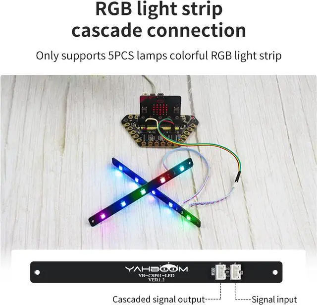 Alt view image 4 of 7 - Yahboom LED Strip Light Programmable WS2812 DC 5V PH2.0 RGB Full Color-Driven Compatible with Raspberry Pi Pico Arduino Microbit STM32 ESP32 5 Bit 4PCS 14 Bit 2PCS