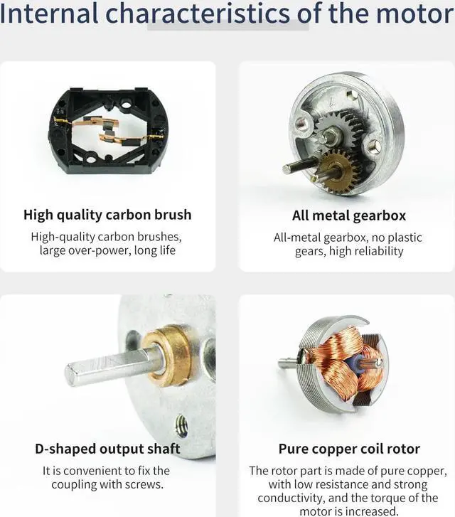 Alt view image 3 of 7 - Yahboom DC Motors 12V 7.4V High Torque Electric Geared Motor for DIY Toys Science Experiments (310 Motor 450RPM)