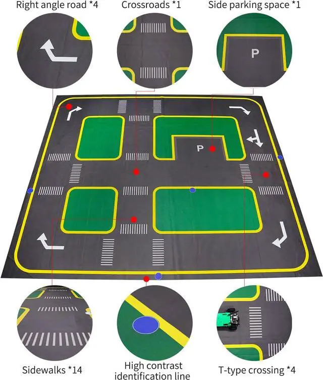 Alt view image 3 of 7 - Autopilot Curve Map Runway Model Training for Robot AI Visual Recognition Track for Competition\Unmanned Driving(125 X 110in)