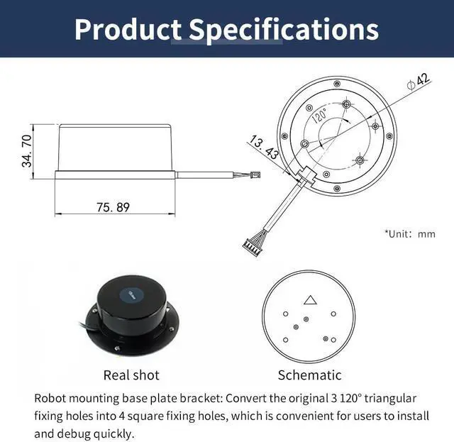 Alt view image 7 of 7 - Yahboom LIDAR Sensor Scanner TOF Ranging 12Hz Scanning Frequency 360°30M Scanning Radius 0.13°Angular Resolution Anti-Glare YDLIDAR 4ROS for Obstacle Avoidance and Navigation of Robots