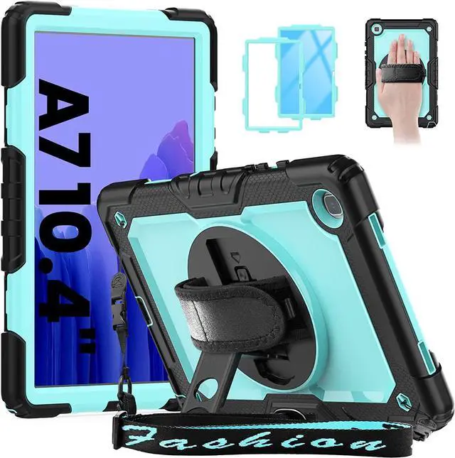 Main image of Galaxy Tab A7 Case, 10.4 Inch Full Body Protective Tab A7 Case with S Pen Holder/Rotating Kickstand/Handle/Shoulder Strap/Screen Protector for Samsung Galaxy Tab A7 (Light Blue)