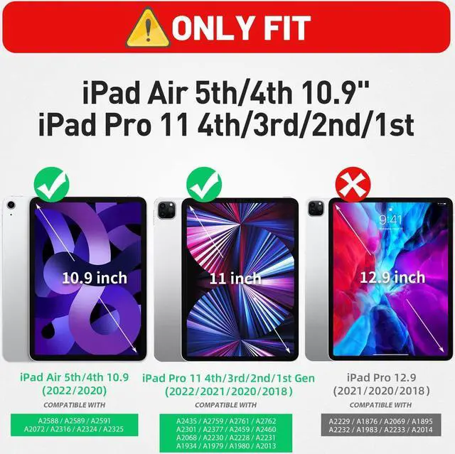 Alt view image 2 of 7 - iPad Pro 11 Inch Case (2022/2021/2020/2018) Shockproof Protective Case with Pencil Holder/Rotable Kickstand/Handle/Shoulder Strap for iPad Air 5th/4th, Kids iPad Case (Orange)