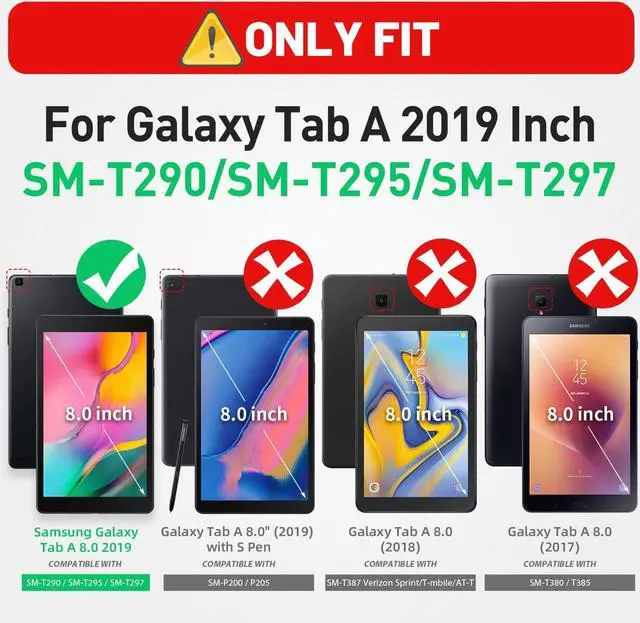 Alt view image 2 of 7 - SM-T290/SM-T295/SM-T297 Samsung Galaxy Tab A 2019 8.0" Case with Kickstand, Full Body Heavy Duty Durable Shockproof Protective Cover, Built-in Screen Protector for Galaxy Tab A 2019 8.0 Inch, Rose