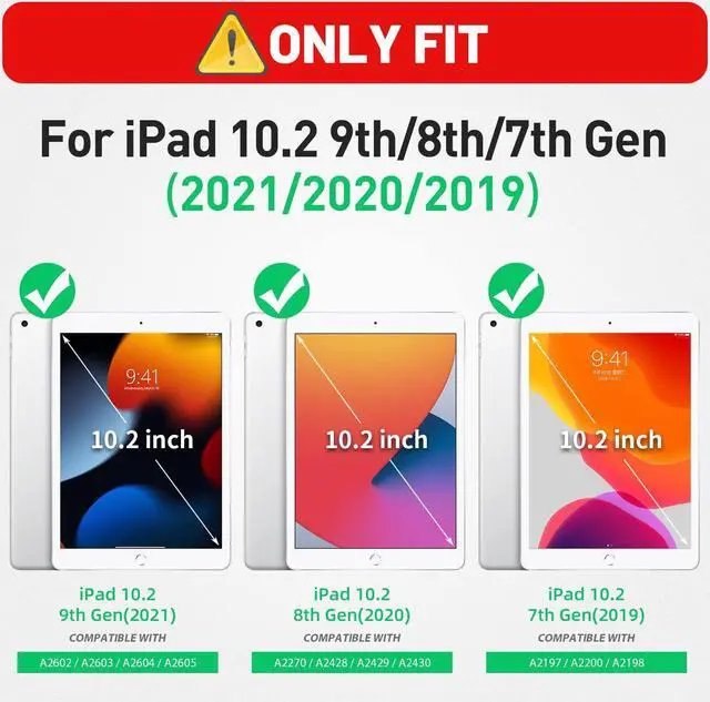 Alt view image 7 of 7 - Shockproof Case for iPad 9th 8th 7th Generation, with Pencil Holder/Screen Protector/Hand Strap/Shoulder Strap Carrying Case for iPad 10.2 inch Gen (2021 2020 2019) - Blue