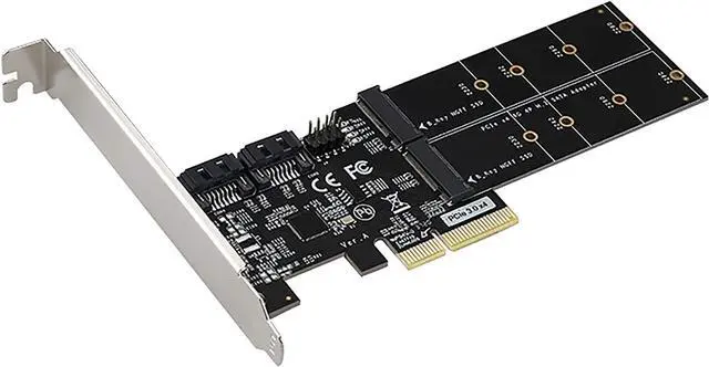 Main image of 4in1 Dual M.2 NGFF (B Key) SSD+ Dual SATAIII 6G SSD/HDD to PCI Express 4X Converter Adapter with Low Profile Bracket for Desktop PC