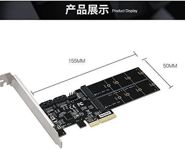 Alt view image 7 of 7 - 4in1 Dual M.2 NGFF (B Key) SSD+ Dual SATAIII 6G SSD/HDD to PCI Express 4X Converter Adapter with Low Profile Bracket for Desktop PC