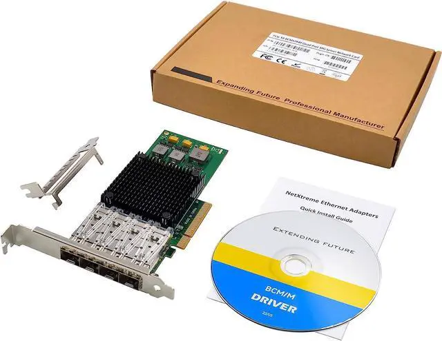 Alt view image 7 of 7 - 10Gb PCI-e 3.0 X8 NIC Network Card,Quad- SFP+ Port, with Broadcom BCM57840 Controller, PCI Express Ethernet LAN Adapter Support Windows Server/Linux/VMware