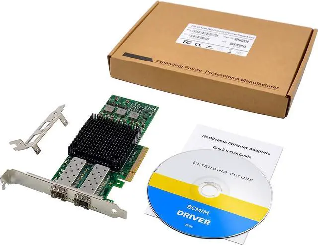 Alt view image 7 of 7 - Dual-SFP+ Port 10Gb PCI-e 3.0 X8 NIC Network Card with Broadcom BCM57810 Controller, PCI Express Ethernet LAN Adapter Support Windows Server/Linux/VMware
