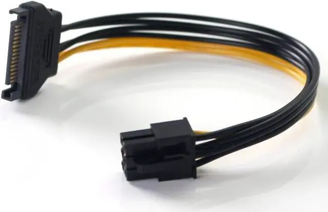 Alt view image 2 of 7 - 15pin SATA Power to 6pin PCI-e PCI Express Adapter Cable Video Card
