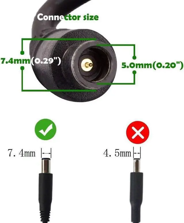 Alt view image 3 of 6 - 65W 19.5V 3.34A AC Charger for Dell Latitude 7480 7490 7290 E6430 E6440 E6500 E6510 E6520 E6530 E6540 E7240 E7250 E7440 E7450 17R 5720 5721 5737 15R 7520 Laptop Power Supply Adapter Cord
