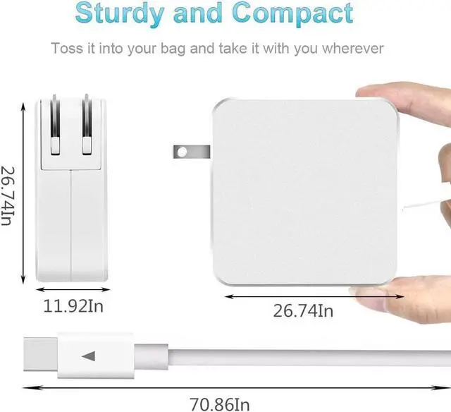 Alt view image 2 of 6 - USB C Type-C AC Charger for Dell LA65NM170, DA30NM150, LA45NM150, 02YKOF, Dell XPS 12 9250, Dell Latitude 11 5175, Latitude 12 7275, Latitude 13 7370, Latitude 14 5480 65W Type C Power Supply Adapter