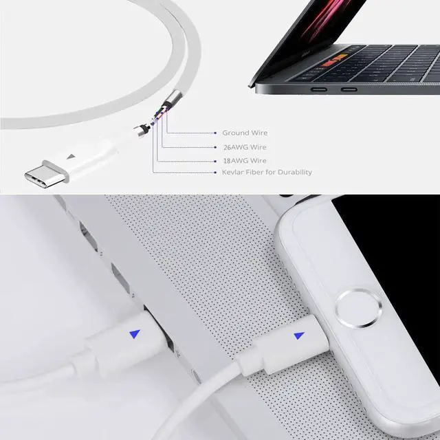 Alt view image 4 of 6 - USB C Type-C AC Charger for Dell LA65NM170, DA30NM150, LA45NM150, 02YKOF, Dell XPS 12 9250, Dell Latitude 11 5175, Latitude 12 7275, Latitude 13 7370, Latitude 14 5480 65W Type C Power Supply Adapter