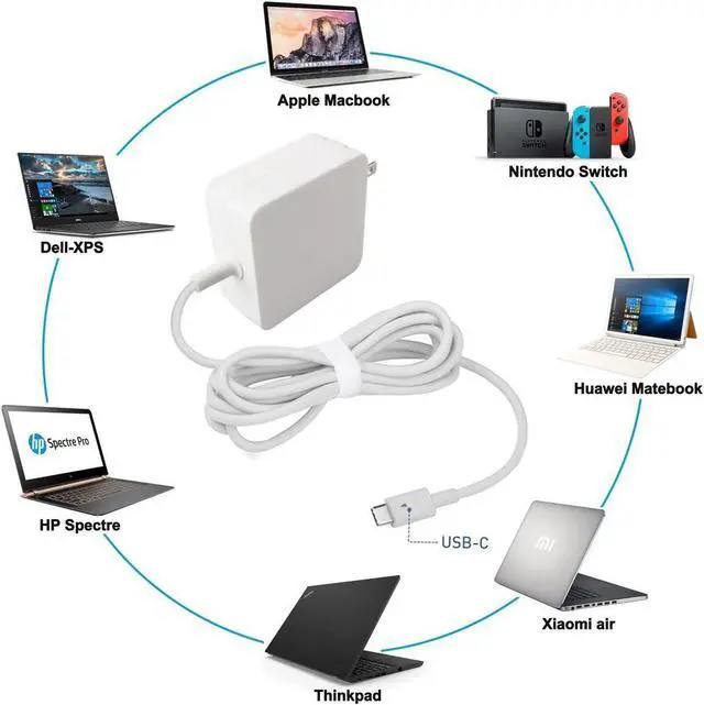 Alt view image 5 of 6 - USB C Type-C AC Charger for Dell LA65NM170, DA30NM150, LA45NM150, 02YKOF, Dell XPS 12 9250, Dell Latitude 11 5175, Latitude 12 7275, Latitude 13 7370, Latitude 14 5480 65W Type C Power Supply Adapter