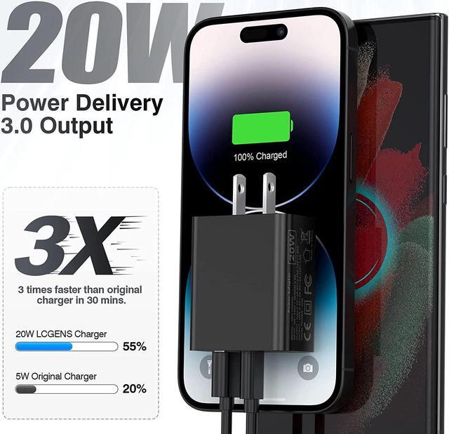 Alt view image 2 of 6 - USB C Wall Charger Block 20W, 3-Pack Dual Port PD Power Delivery Fast Type C Charging Block Plug Adapter for iPhone 13/12/11 /Pro Max, XS/XR/X, iPad Pro, AirPods Pro, Samsung Galaxy and More(Black) - OEM
