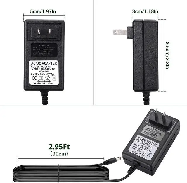 Alt view image 5 of 7 - DC 5V 4A Power Adapter, AC 100-240V to DC 5 Volt 4 Amp 20W Power Supply 5V 4000mA Switching Transformer AC to DC Converter, 5.5x2.5mm DC Jack Also Compatible with 5.5x2.1mm Plug - OEM