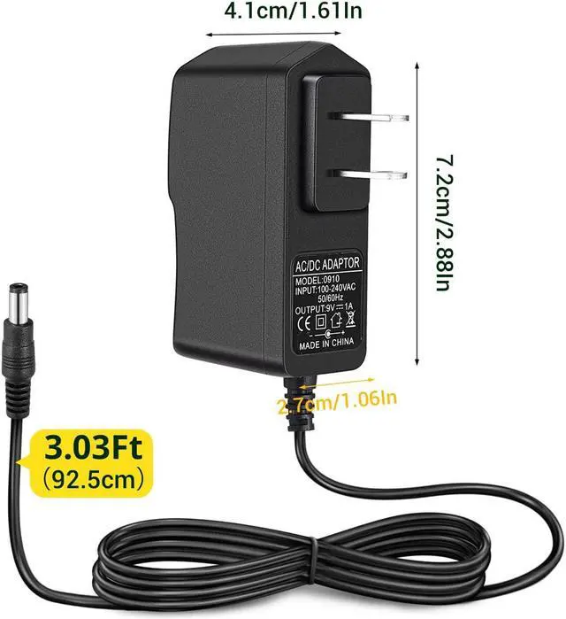 Alt view image 3 of 7 - 9W 9V/1A Power Supply Adapter, AC 100-240V to DC 9V 1000mA Wall Adapter, 9 Volt 1 Amp AC to DC Switching Power Supply, Slim Wall-Mount Power Adapter, Compatible Both 5.5x2.5mm & 5.5x2.1mm Plug - OEM