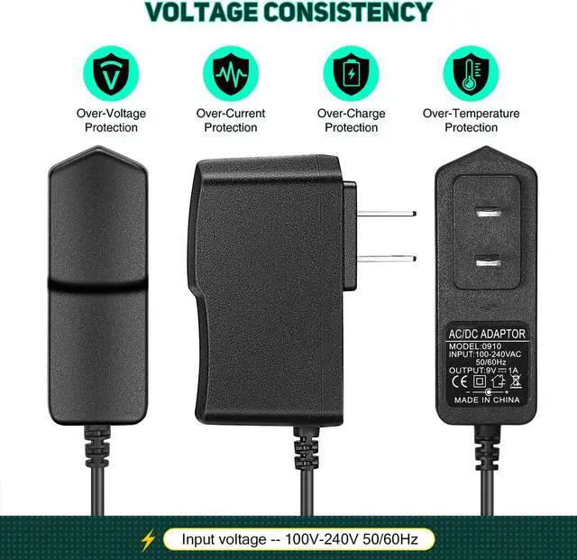 Alt view image 4 of 7 - 9W 9V/1A Power Supply Adapter, AC 100-240V to DC 9V 1000mA Wall Adapter, 9 Volt 1 Amp AC to DC Switching Power Supply, Slim Wall-Mount Power Adapter, Compatible Both 5.5x2.5mm & 5.5x2.1mm Plug - OEM