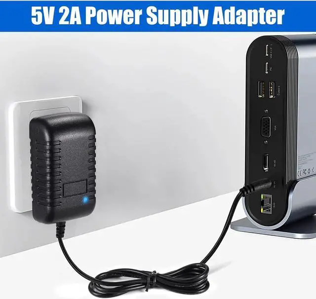 Alt view image 6 of 7 - TOBWOLF 2PCS 5V 2A Power Supply Adapter, DC 5V 10W Switching Power Adapter, AC 100V-240V to DC 5 Volt 2 Amp Universal Switching Transformer, 5.5 x 2.5mm Plug for Router, CCTV Camera, Cordless Phone