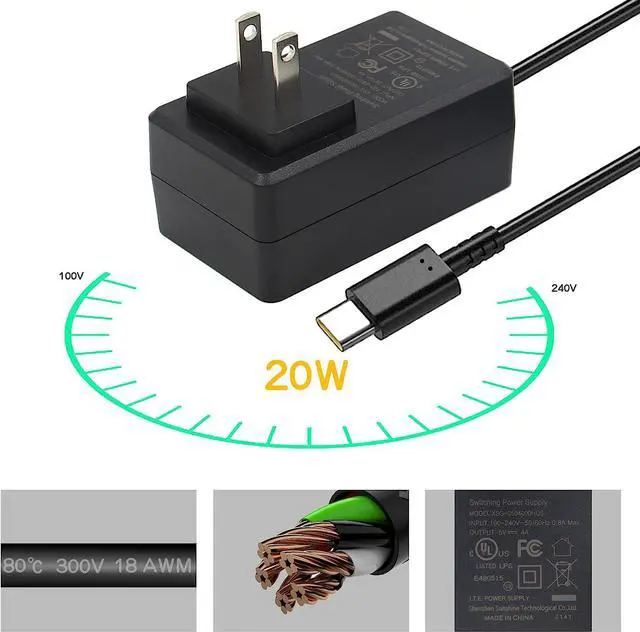 Alt view image 2 of 7 - Raspberry Pi 4 Power Supply, 20W 5V 4A USB C Power Adapter Type C Charger UL Listed Support Raspberry Pi 4 Model B/Orange Pi 5/NASPi/DACPi/X-C1/X825/X735/X728/X708/X703 - OEM