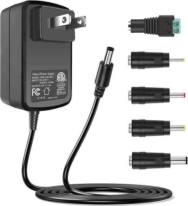 100V-240V to 24V 1A AC/DC Switching Power Supply Adapter with 5 Selectable  Adapter Plugs 