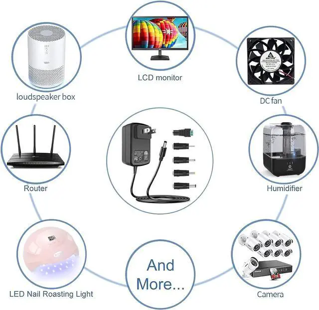 Alt view image 7 of 7 - 100V-240V to 24V 1A AC/DC Switching Power Supply Adapter with 5 Selectable Adapter Plugs