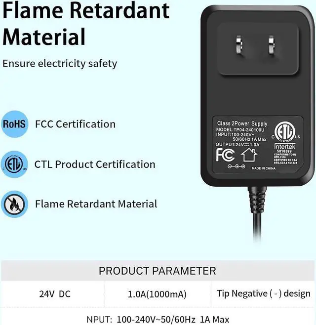 Alt view image 5 of 7 - 100V-240V to 24V 1A AC/DC Switching Power Supply Adapter with 5 Selectable Adapter Plugs