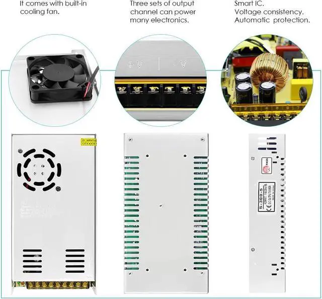 Alt view image 4 of 7 - Aclorol 5V Power Supply 70A 350W 110V / 220V AC to DC 5V 70amp Universal Transformer Switching Driver Converter 5V Power Adapter for WS2812B WS2813 LED Strip Pixel Lights CCTV Camera Security System