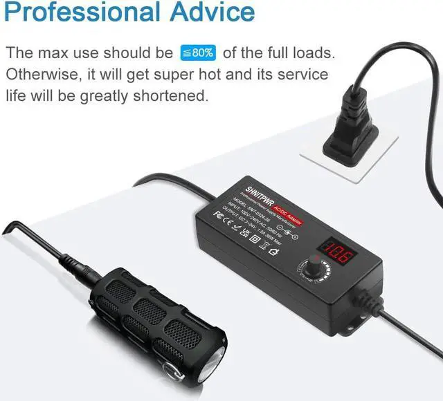 Alt view image 7 of 7 - 36W Universal AC to DC Adapter 3V ~ 24V Adjustable Power Supply AC/DC Converter Transformer 3V 5V 6V 9V 12V 15V 18V 19V 20V 24V 1A 1.2A 1500mA with 14 Tips & Polarity Converter - OEM