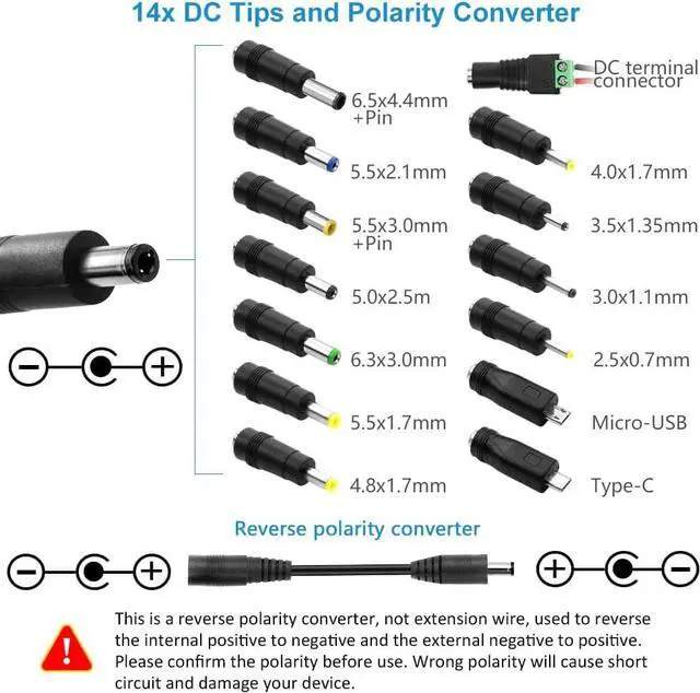 Alt view image 4 of 7 - 36W Universal AC to DC Adapter 3V ~ 24V Adjustable Power Supply AC/DC Converter Transformer 3V 5V 6V 9V 12V 15V 18V 19V 20V 24V 1A 1.2A 1500mA with 14 Tips & Polarity Converter - OEM