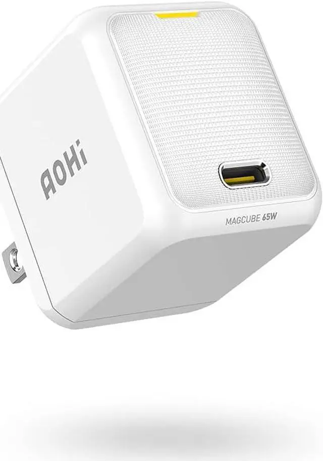 Main image of AOHI 65W PD USB C Charger, GaN+ Magcube Mini Fast Wall Charger Power Adapter for iPhone 14/Plus/Pro/Pro Max/iPhone 13 Pro Max/12 Serise, Notebook MacBook Pro/Air, Galaxy S22/S21, White - OEM