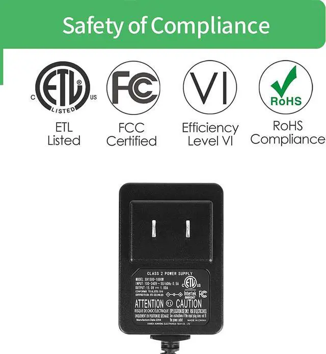 Alt view image 2 of 7 - Security-01 AC to DC 15V 1A Power Supply Adapter, Plug 5.5mm x 2.1mm,15v dc Power Supply for Litter-Robot 3,Litter Robot Power Supply,1.5 Meter Cord Length - OEM