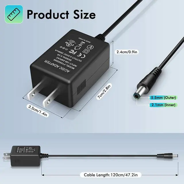 Alt view image 2 of 7 - 5V 2A AC Adapter, 5v1a Power Supply UL Listed 5V 2A Power Supply Adapter, 5V 2A LED Power Supply 100V-240V AC Power Adapter Wall Charger for TV Box, Camera, Speaker,Router & More DC 5V Devices - OEM